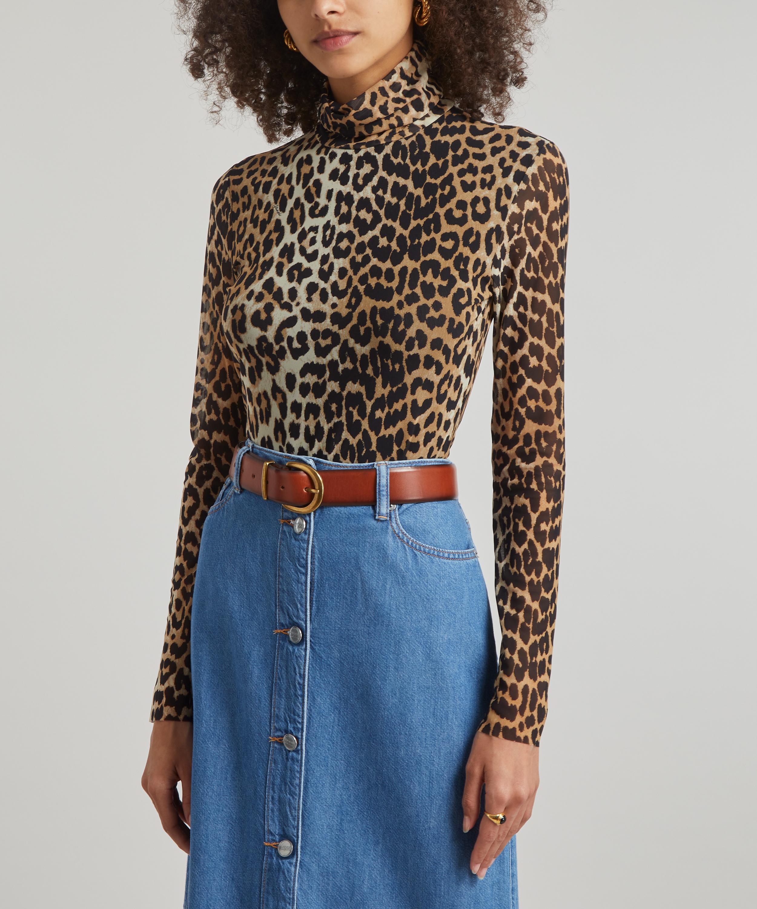 Ganni Leopard Printed Mesh Top | Liberty