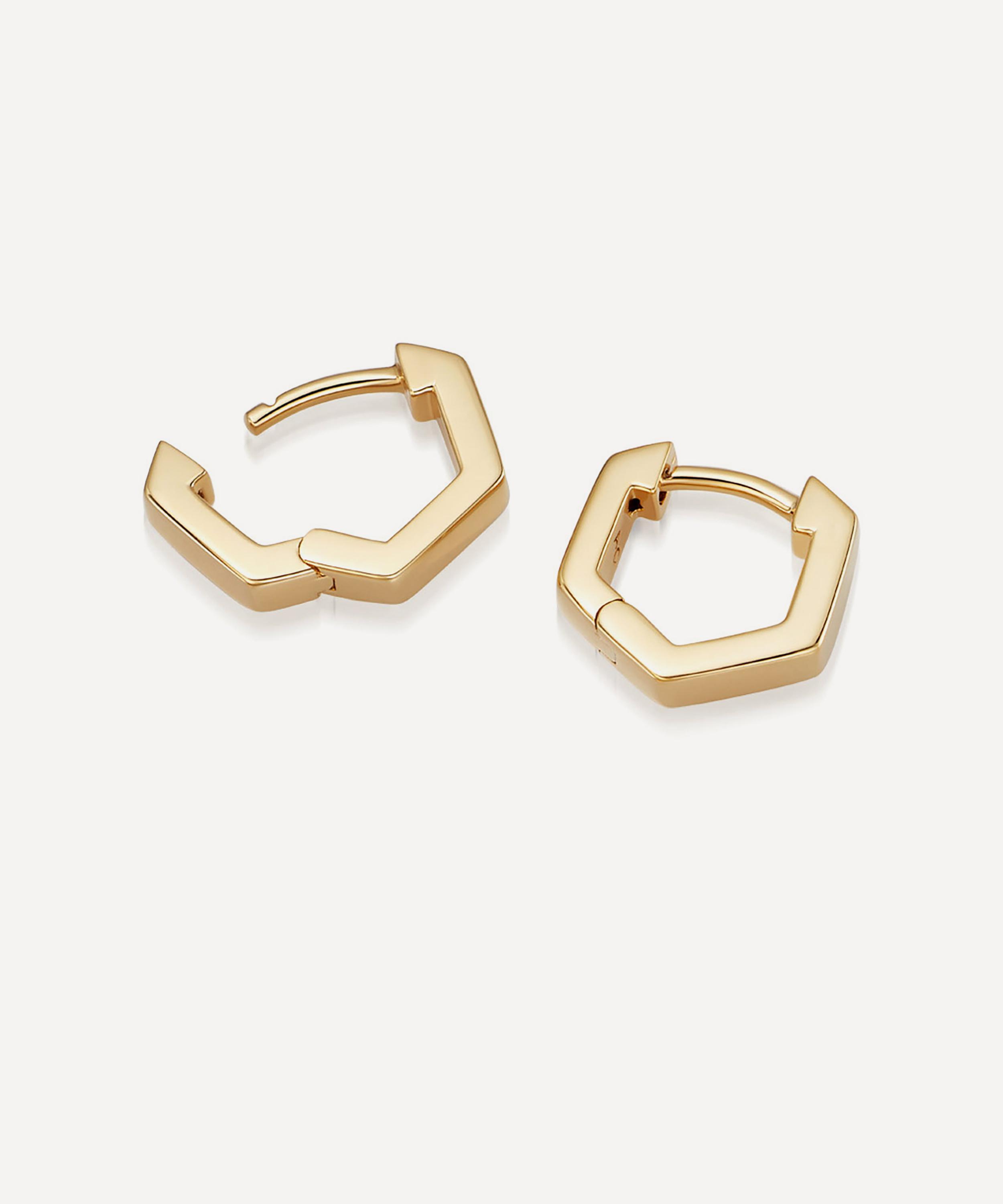 Astley Clarke - 18ct Gold-Plated Vermeil Silver Mini Deco Huggie Hoop Earrings image number 1