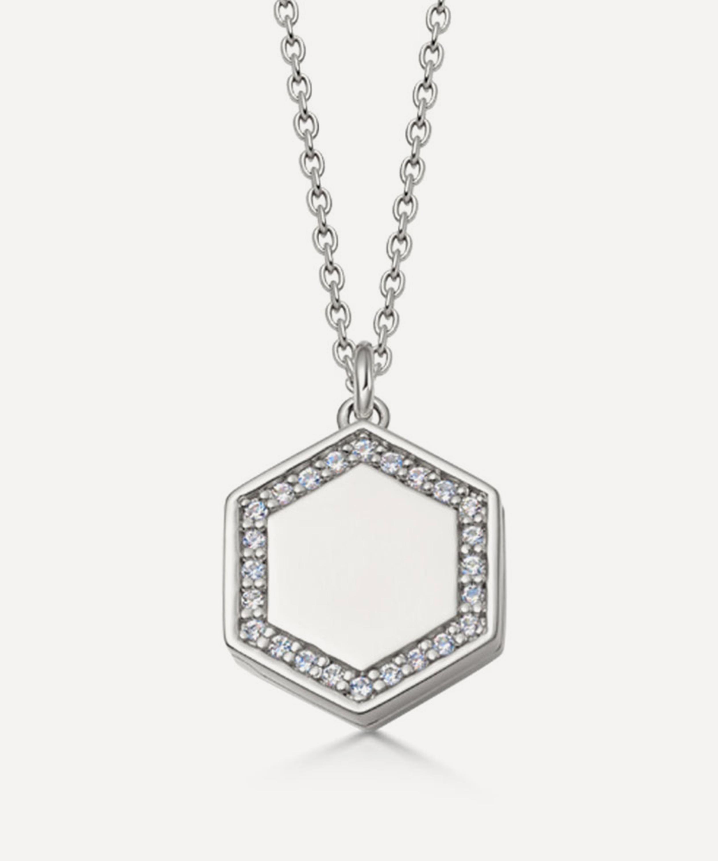 Astley Clarke - Sterling Silver Deco White Sapphire Cosmos Locket Necklace image number 0