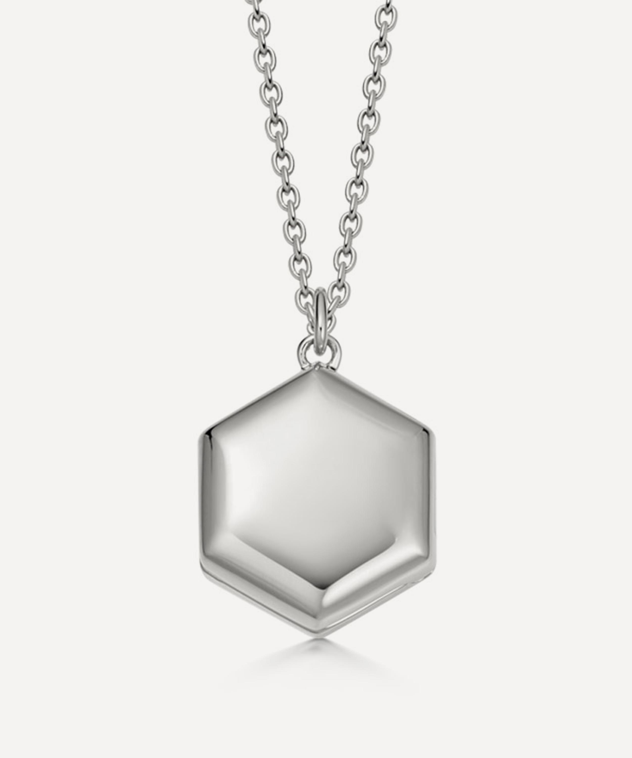 Astley Clarke - Sterling Silver Deco White Sapphire Cosmos Locket Necklace image number 1
