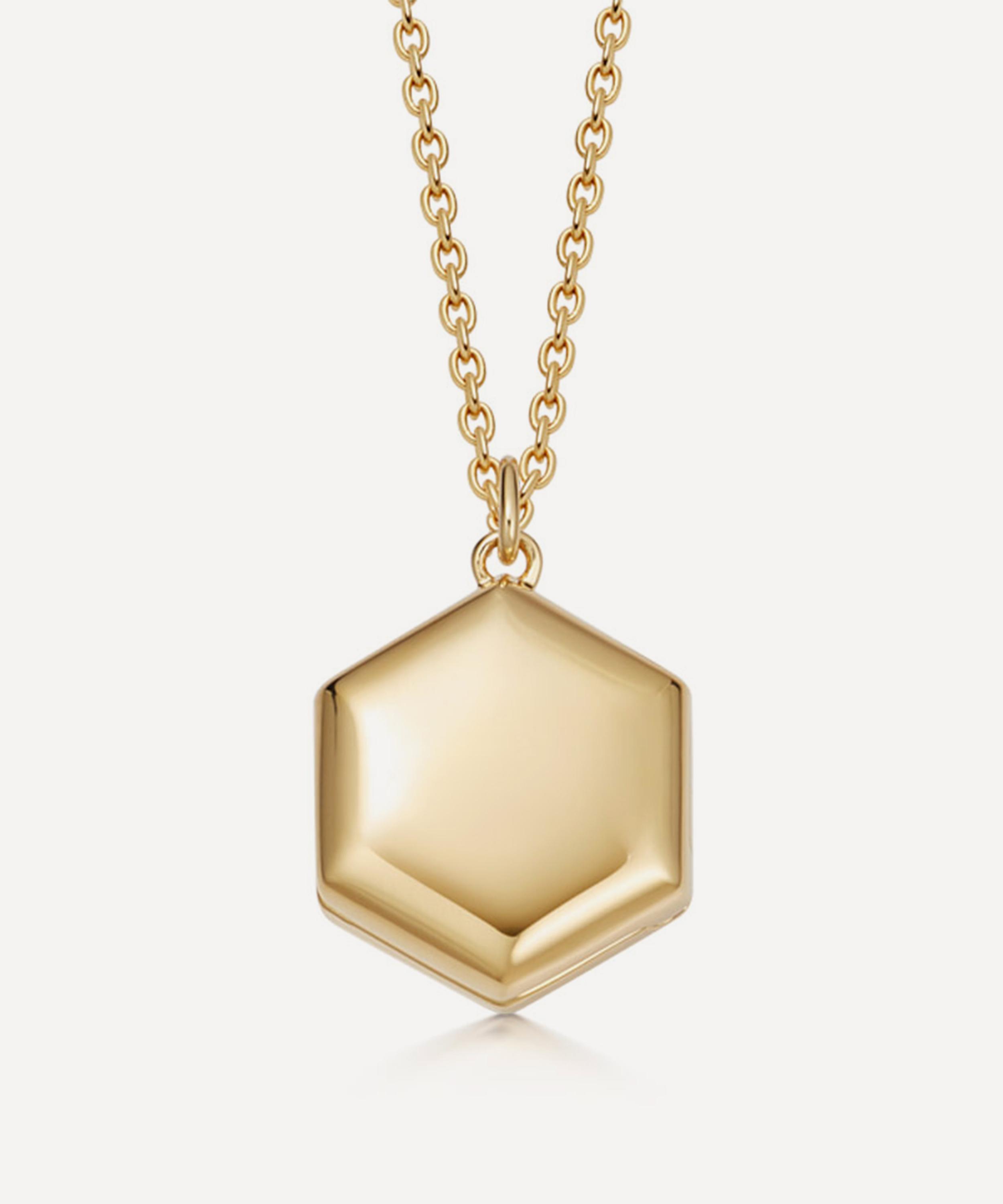 Astley Clarke - 18ct Gold-Plated Vermeil Silver Deco White Sapphire Cosmos Locket Necklace image number 1