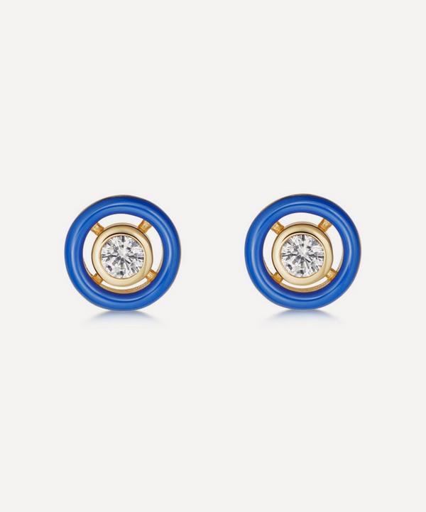 Astley Clarke - 18ct Gold Plated Vermeil Silver Circulus Blue Enamel Halo Stud Earrings image number null