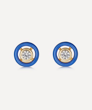 Astley Clarke - 18ct Gold Plated Vermeil Silver Circulus Blue Enamel Halo Stud Earrings image number 0