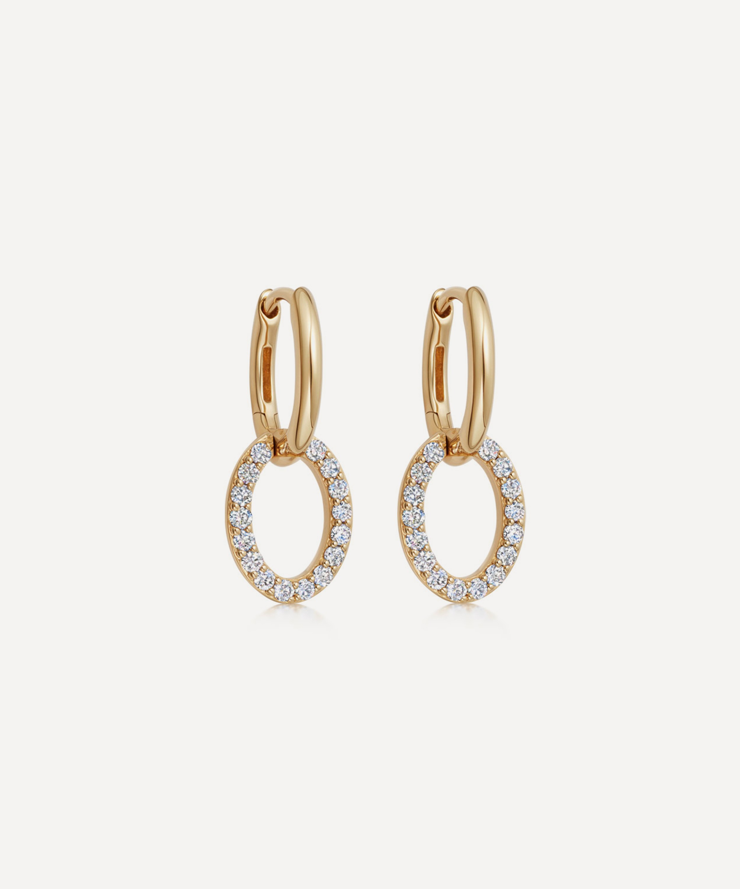 Astley Clarke - 14ct Gold Plated Vermeil Silver Halo Diamond Hoop Drop Earrings image number 0