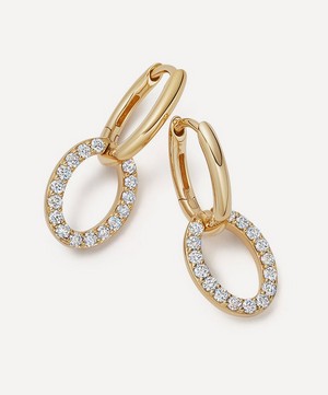 Astley Clarke - 14ct Gold Plated Vermeil Silver Halo Diamond Hoop Drop Earrings image number 1
