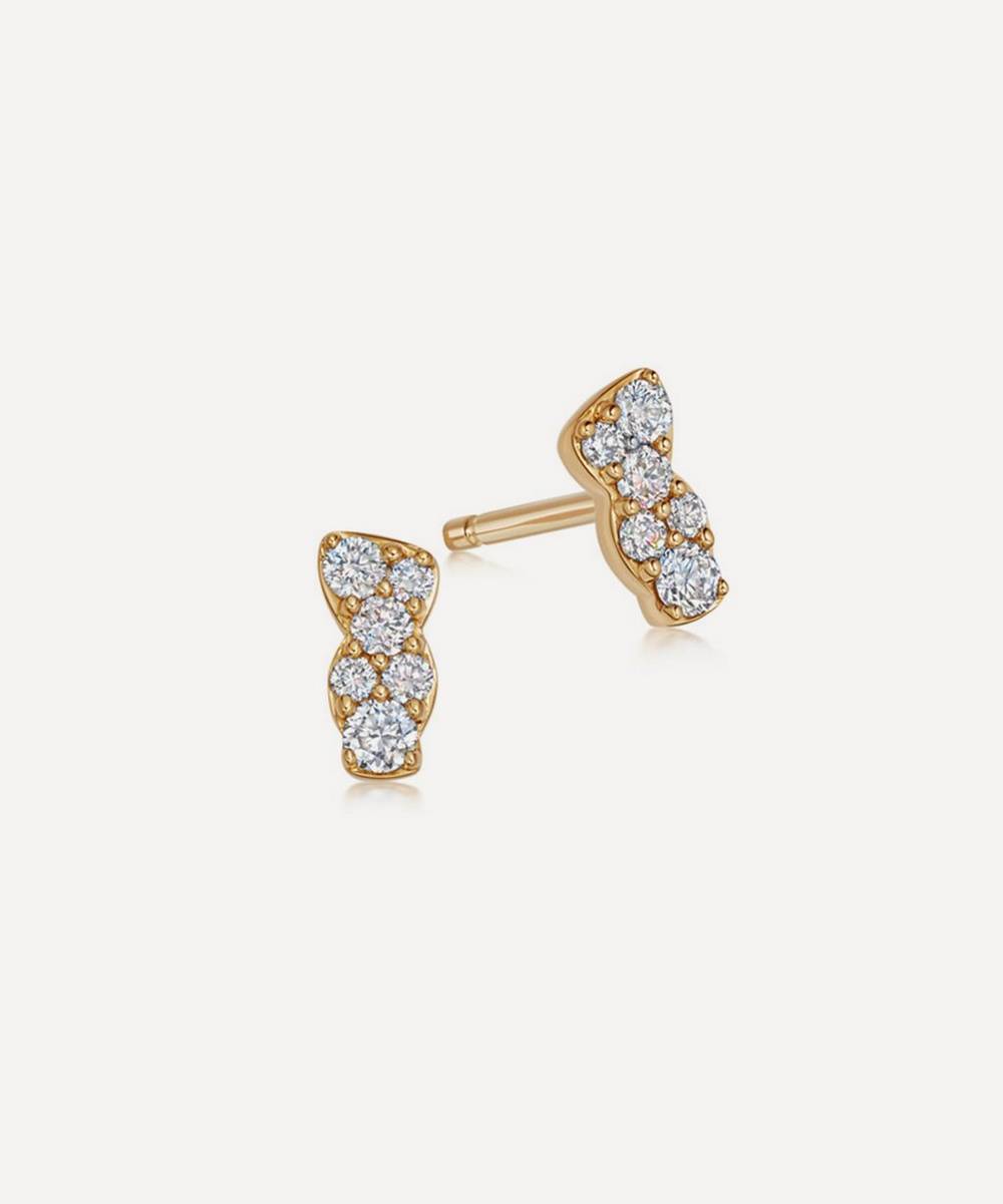 Astley Clarke - 14ct Gold Plated Vermeil Silver Asteri Diamond Bar Stud Earrings
