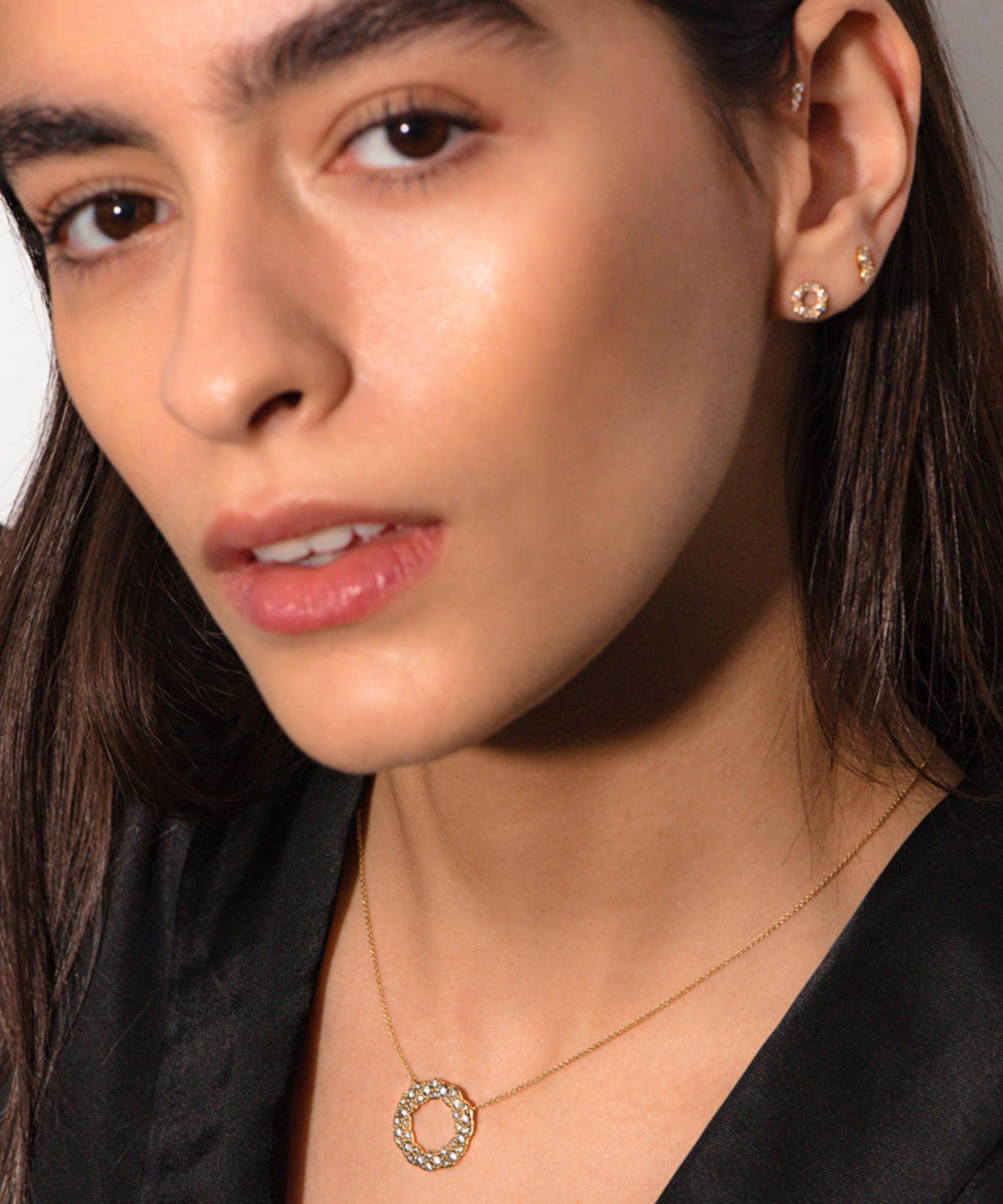 Astley Clarke - 14ct Gold Plated Vermeil Silver Asteri Diamond Bar Stud Earrings image number 2