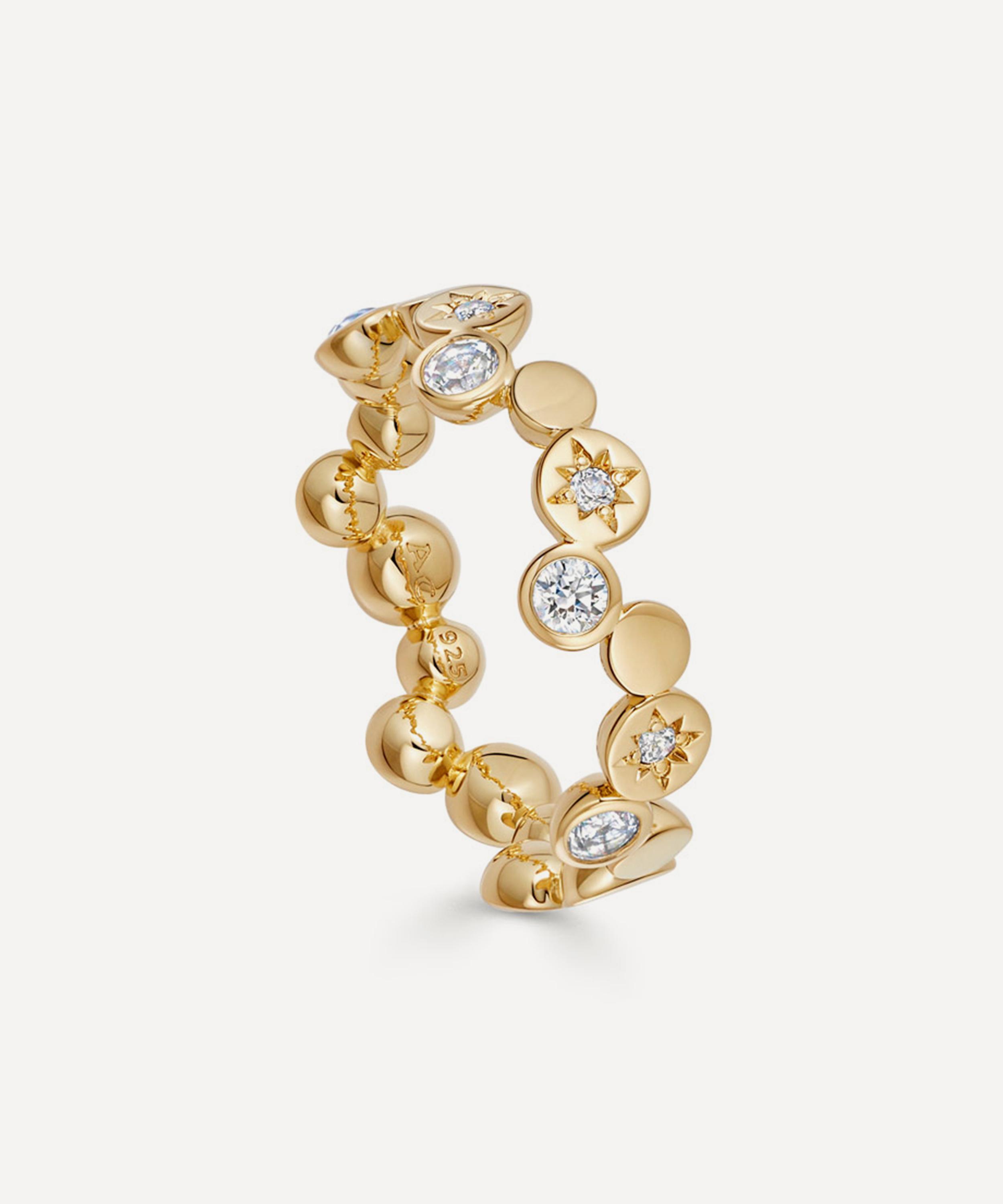 Astley Clarke - 18ct Gold Plated Vermeil Silver Polaris North Star White Sapphire Stacking Ring