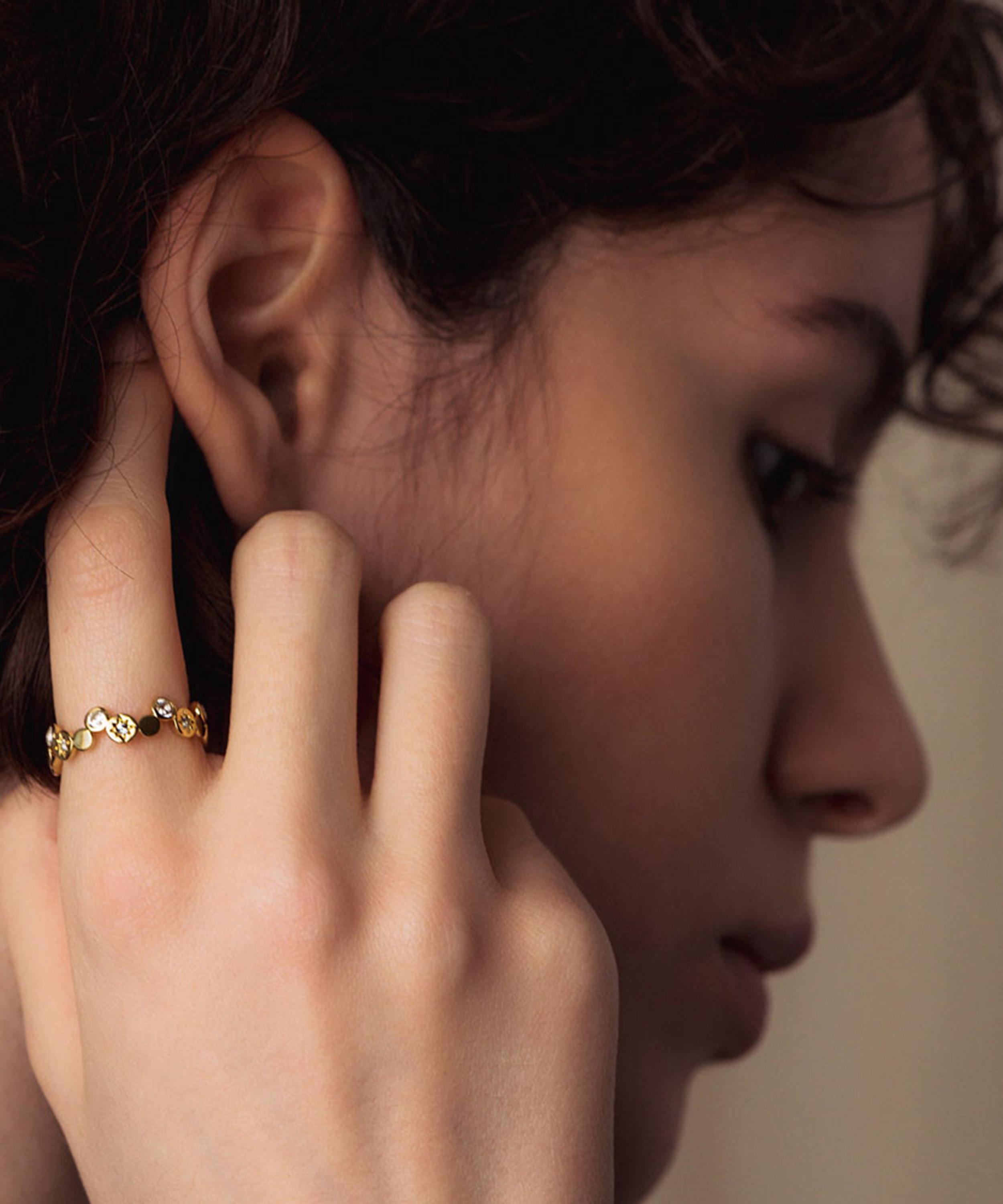 Astley Clarke - 18ct Gold Plated Vermeil Silver Polaris North Star White Sapphire Stacking Ring image number 1