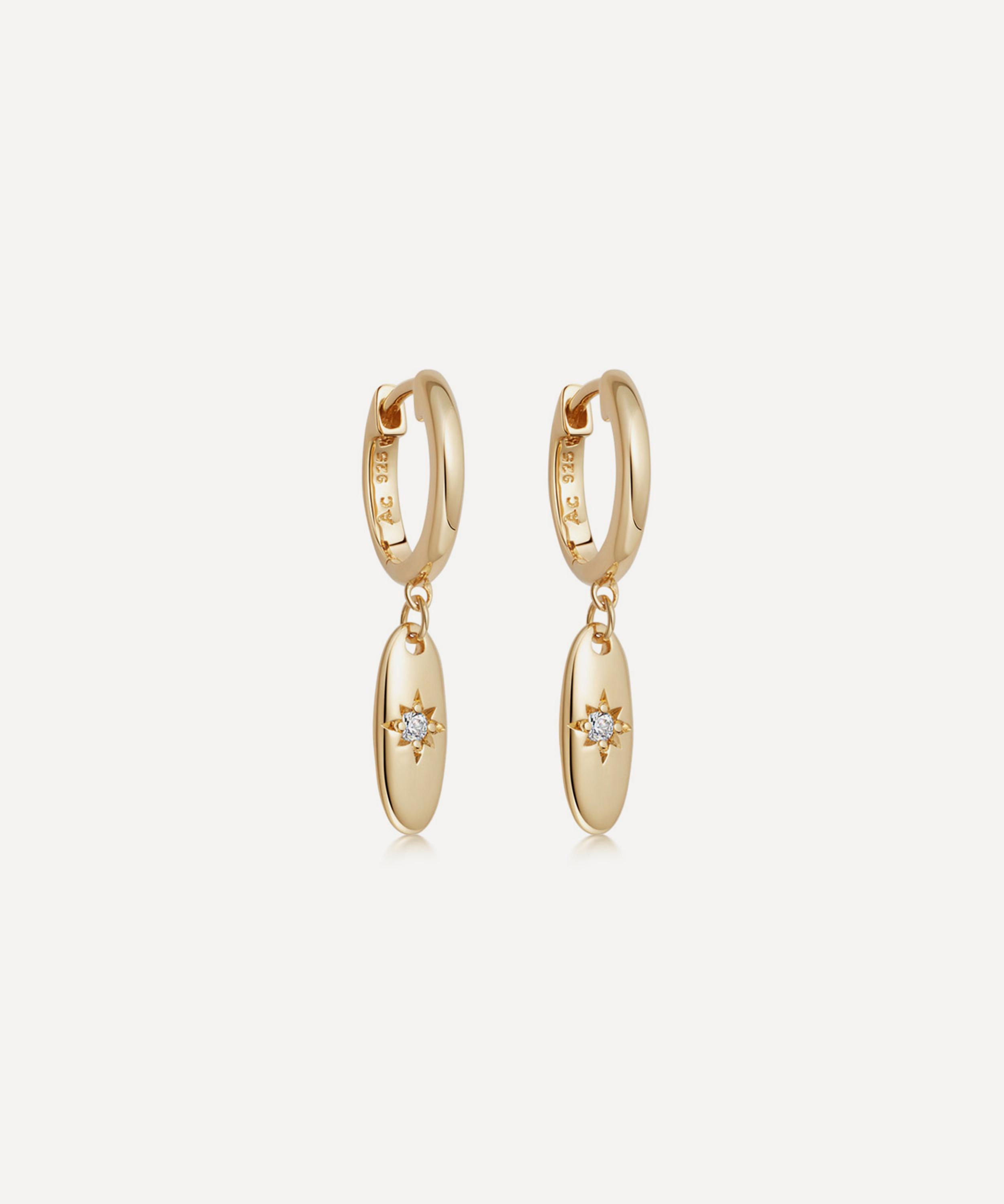 Astley Clarke - 18ct Gold Plated Vermeil Silver Polaris Star Set Oval Drop Earrings image number 0