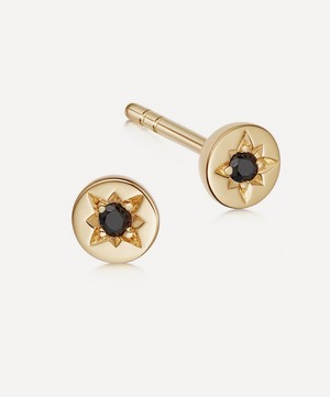 18ct Gold Plated Vermeil Silver Polaris Black Spinel Stud Earrings