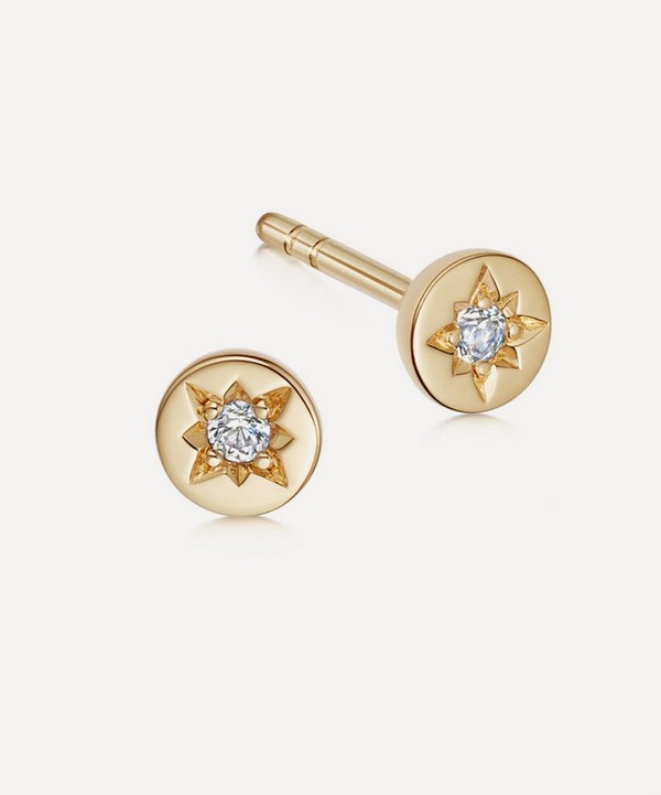 Astley Clarke - 18ct Gold Plated Vermeil Silver Polaris White Sapphire Stud Earrings image number null