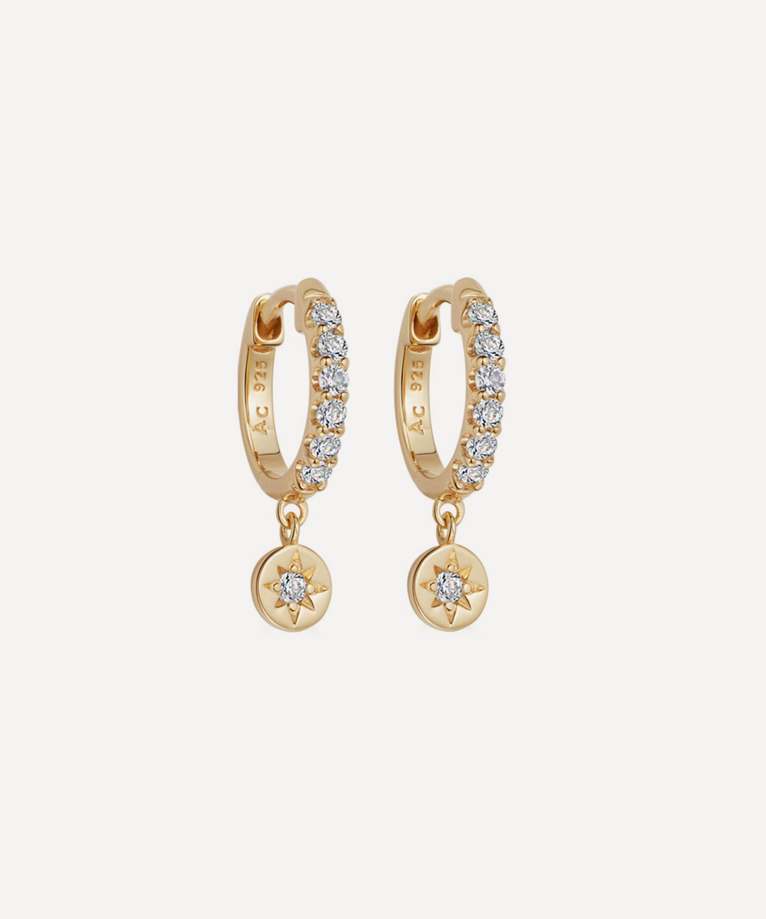 Astley Clarke - 18ct Gold Plated Vermeil Silver Polaris White Sapphire Drop Earrings image number 0