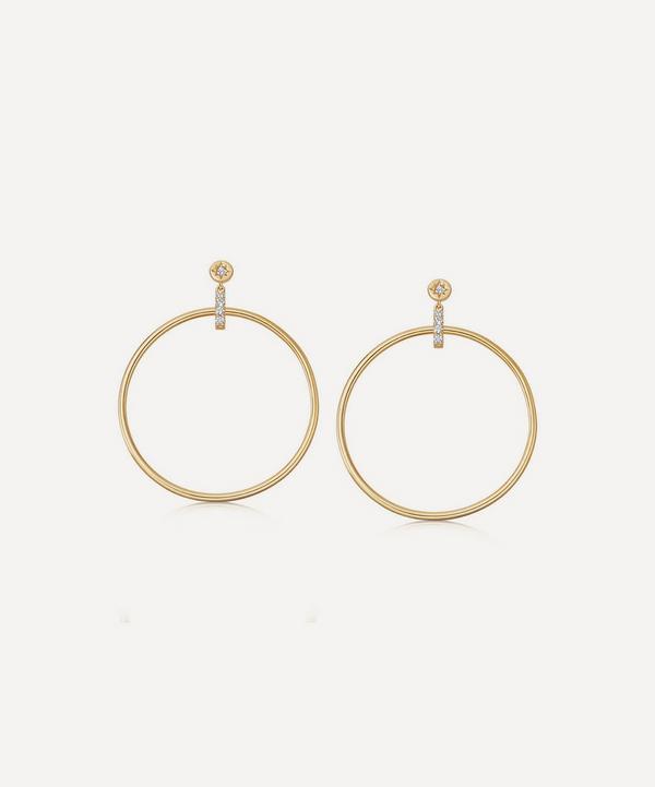 Astley Clarke - 18ct Gold Plated Vermeil Silver Polaris White Sapphire Front Facing Hoop Earrings image number null