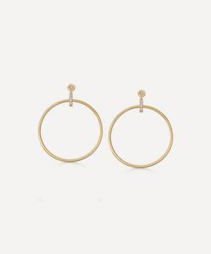 18ct Gold Plated Vermeil Silver Polaris White Sapphire Front Facing Hoop Earrings