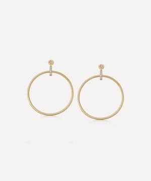 Astley Clarke - 18ct Gold Plated Vermeil Silver Polaris White Sapphire Front Facing Hoop Earrings image number 0