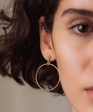 Astley Clarke - 18ct Gold Plated Vermeil Silver Polaris White Sapphire Front Facing Hoop Earrings image number 1