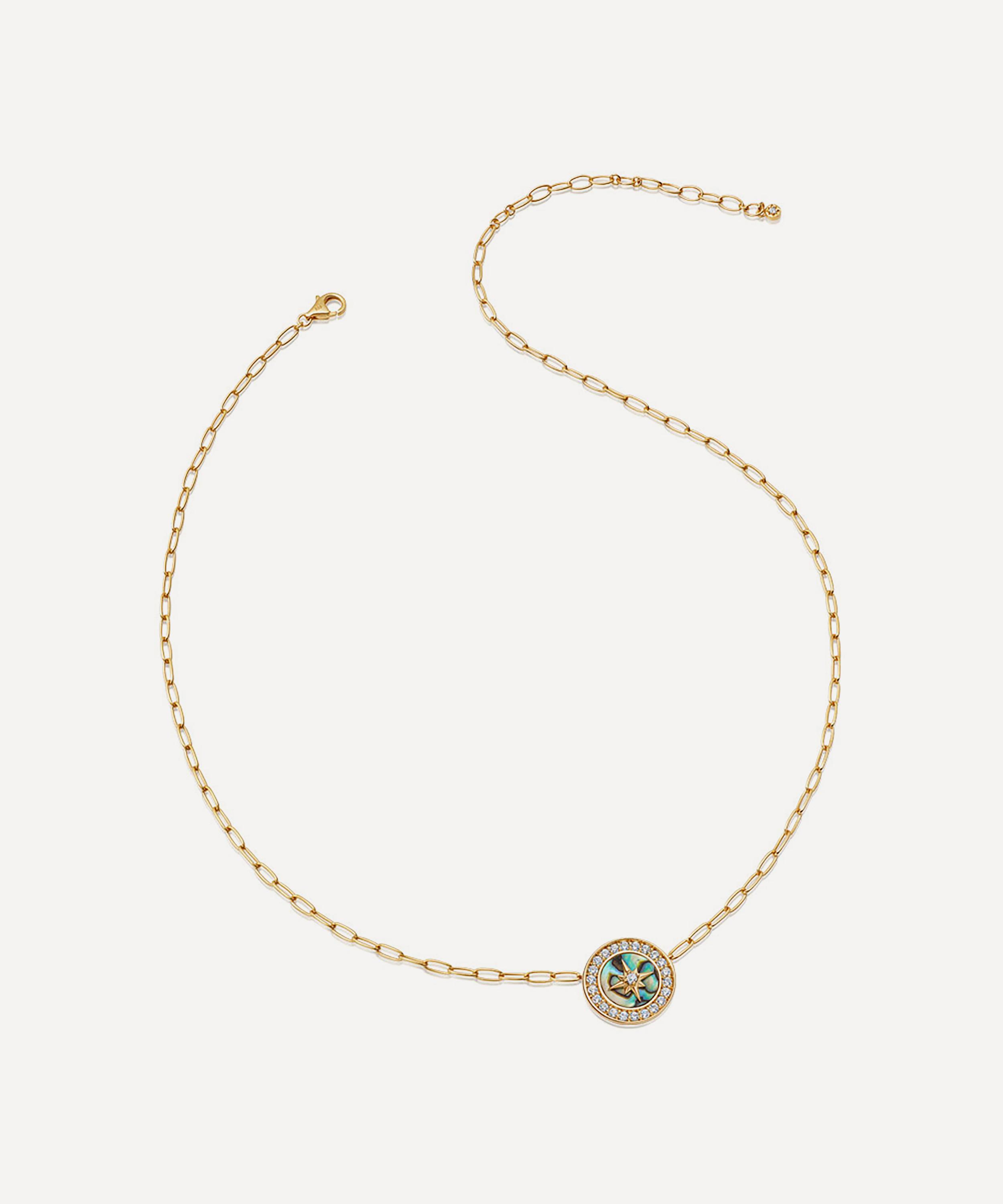 Astley Clarke - 18ct Gold Plated Vermeil Silver Large Polaris Abalone Pendant Necklace image number 1