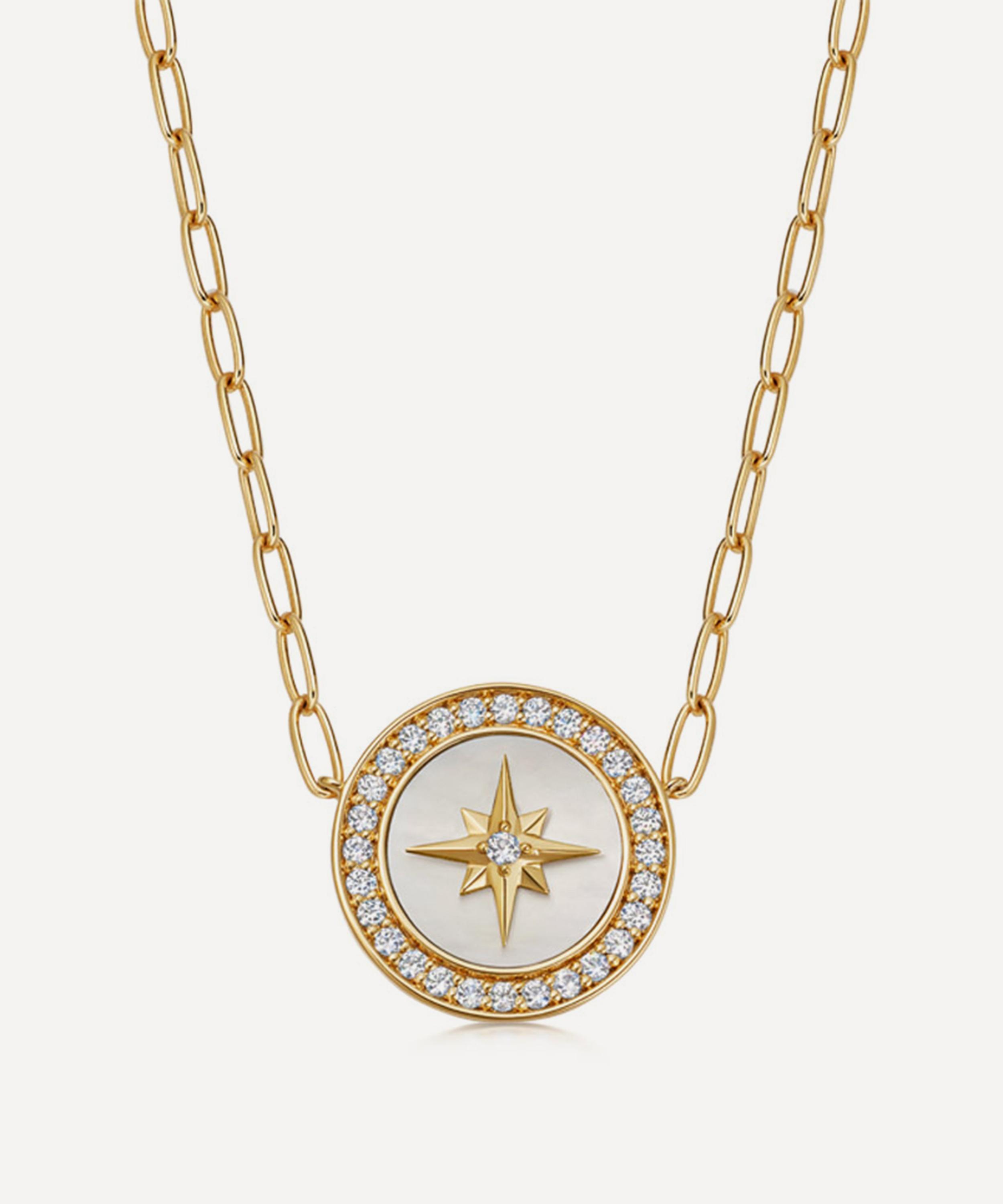 Astley Clarke - 18ct Gold Plated Vermeil Silver Large Polaris Mother Of Pearl Pendant Necklace image number 0