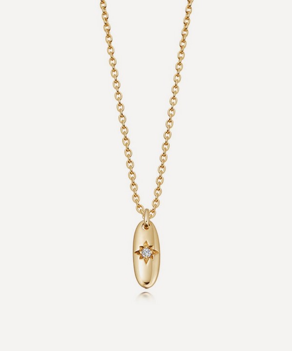 Astley Clarke - 18ct Gold Plated Vermeil Silver Polaris Star Set Oval Pendant Necklace image number null