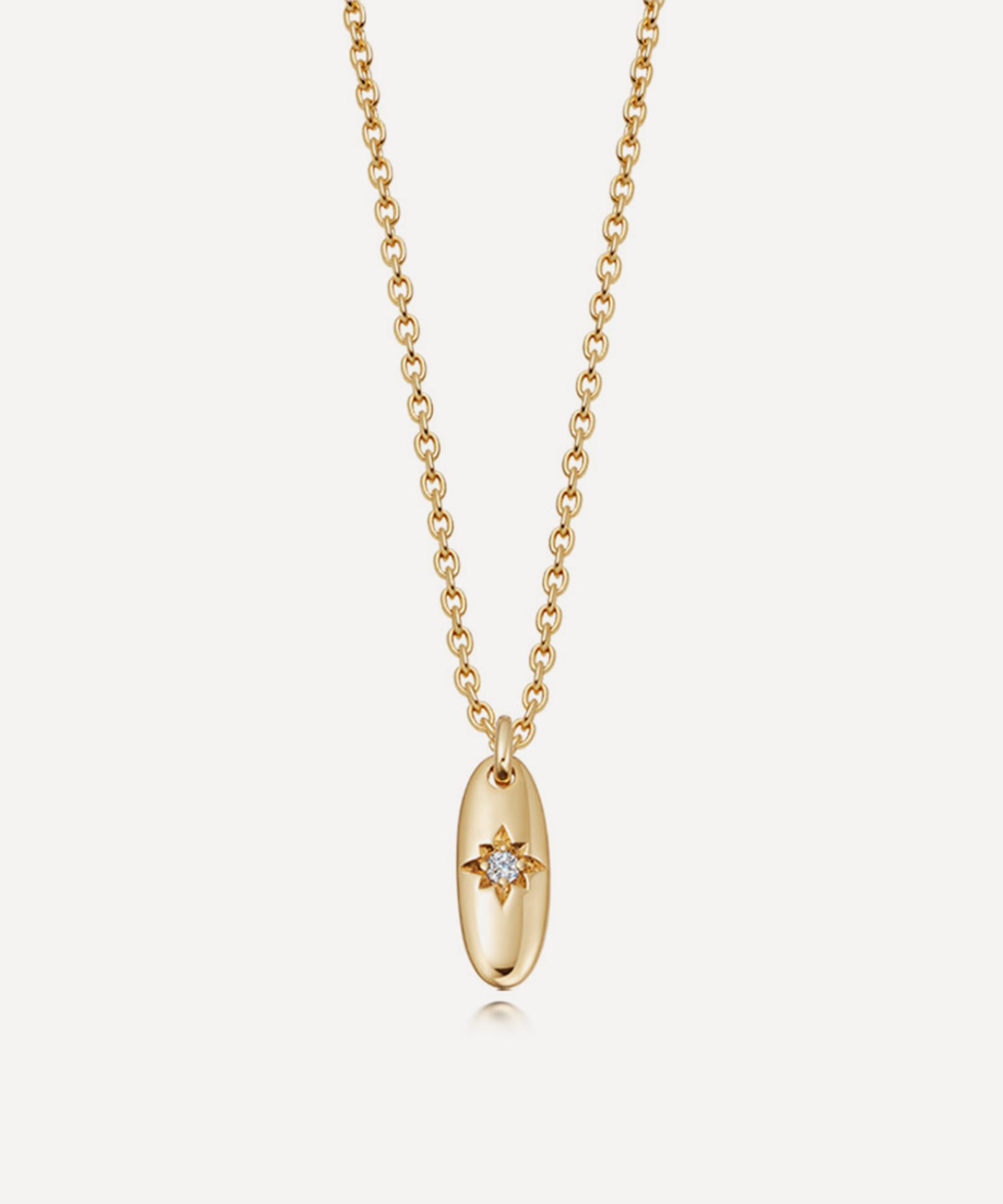 Astley Clarke - 18ct Gold Plated Vermeil Silver Polaris Star Set Oval Pendant Necklace image number 0