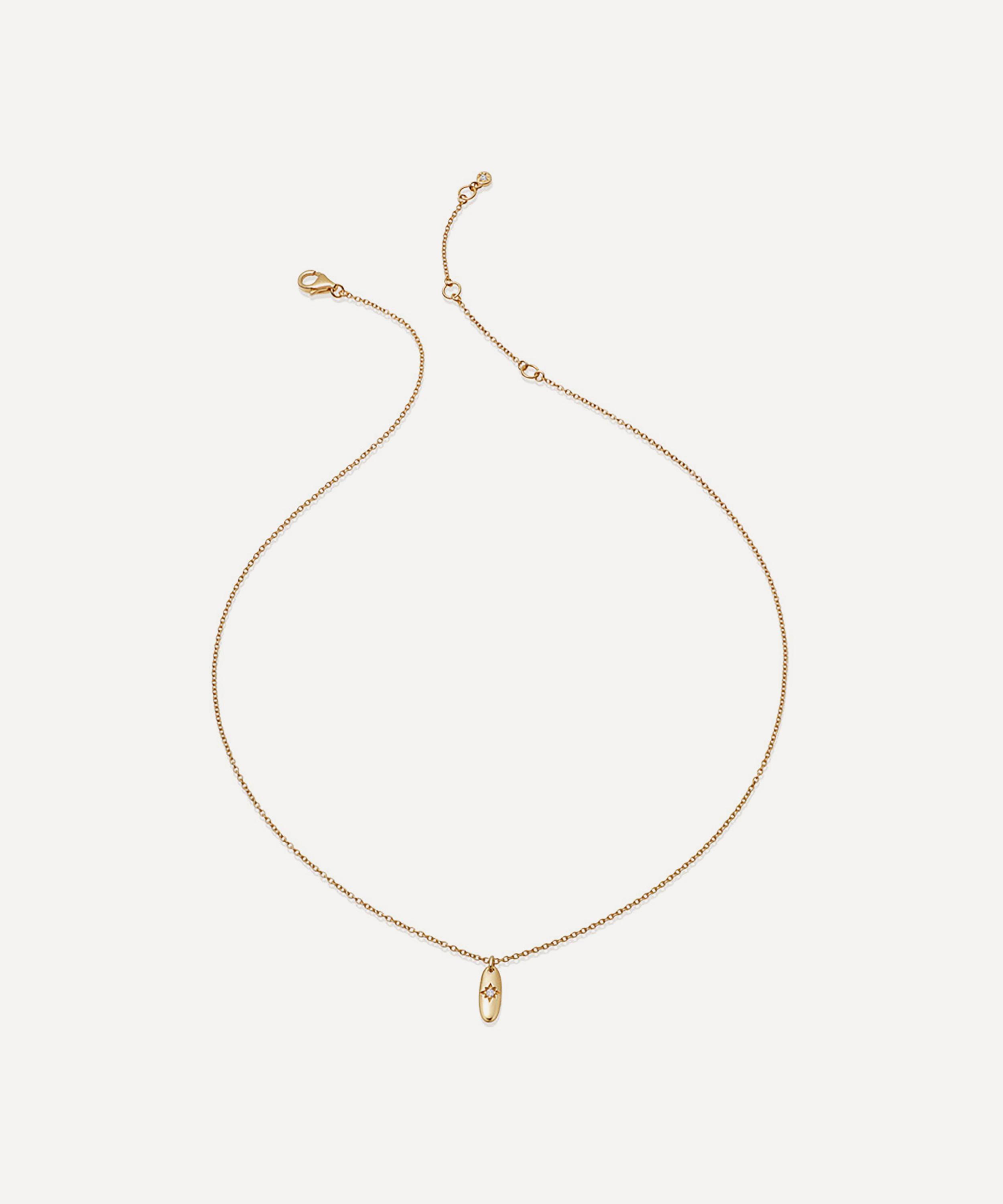 Astley Clarke - 18ct Gold Plated Vermeil Silver Polaris Star Set Oval Pendant Necklace image number 2