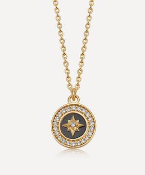 18ct Gold Plated Vermeil Silver Polaris Black Onyx Pendant Necklace