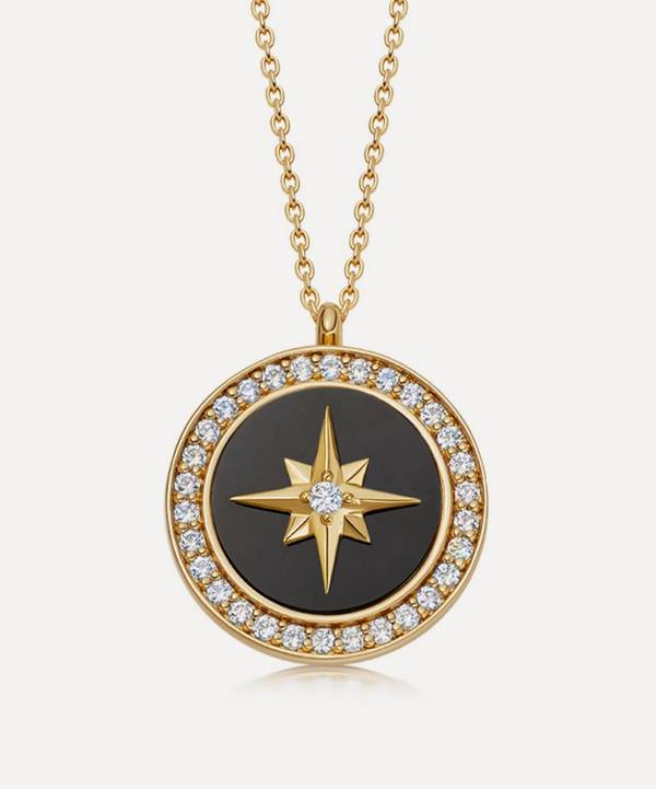 Astley Clarke - 18ct Gold Plated Vermeil Silver Large Polaris Black Onyx Locket Necklace image number 0