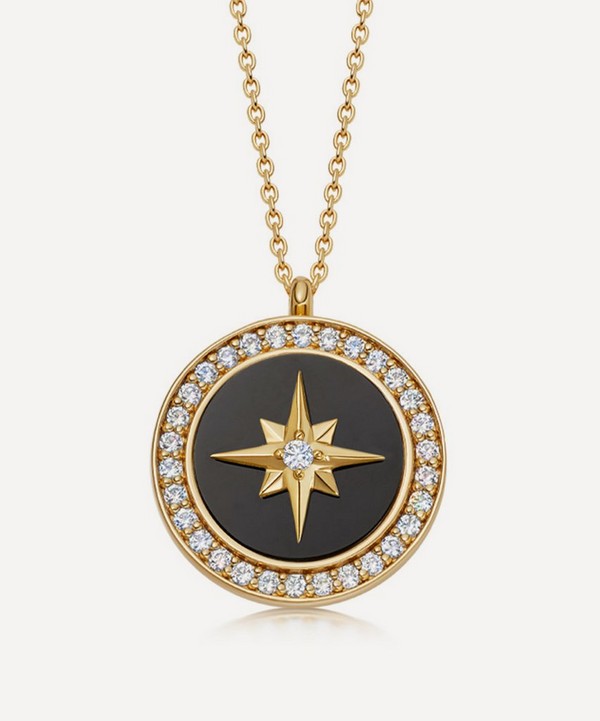 Astley Clarke - 18ct Gold Plated Vermeil Silver Large Polaris Black Onyx Locket Necklace image number null