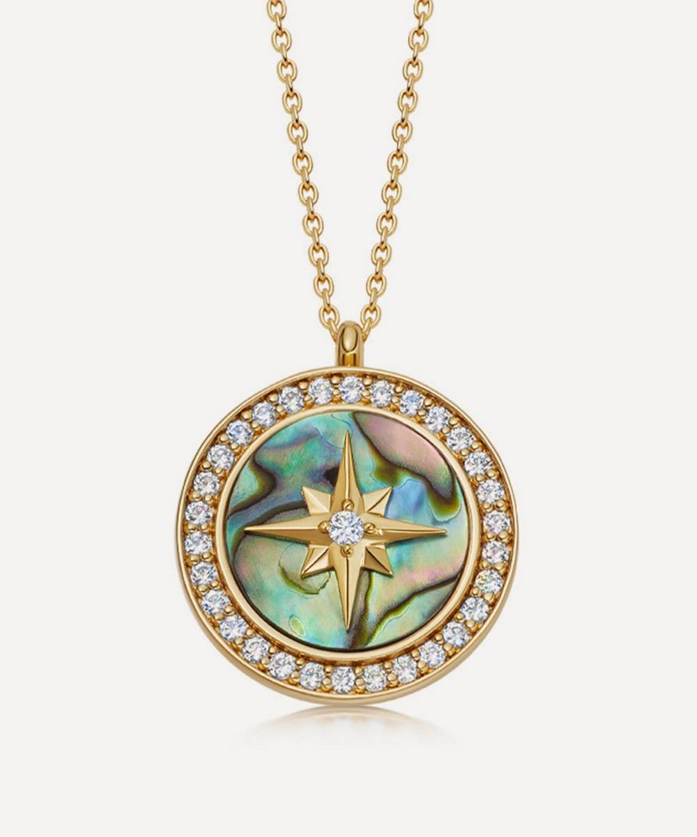 Astley Clarke - 18ct Gold Plated Vermeil Silver Large Polaris Abalone Locket Necklace