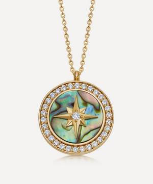 18ct Gold Plated Vermeil Silver Large Polaris Abalone Locket Necklace