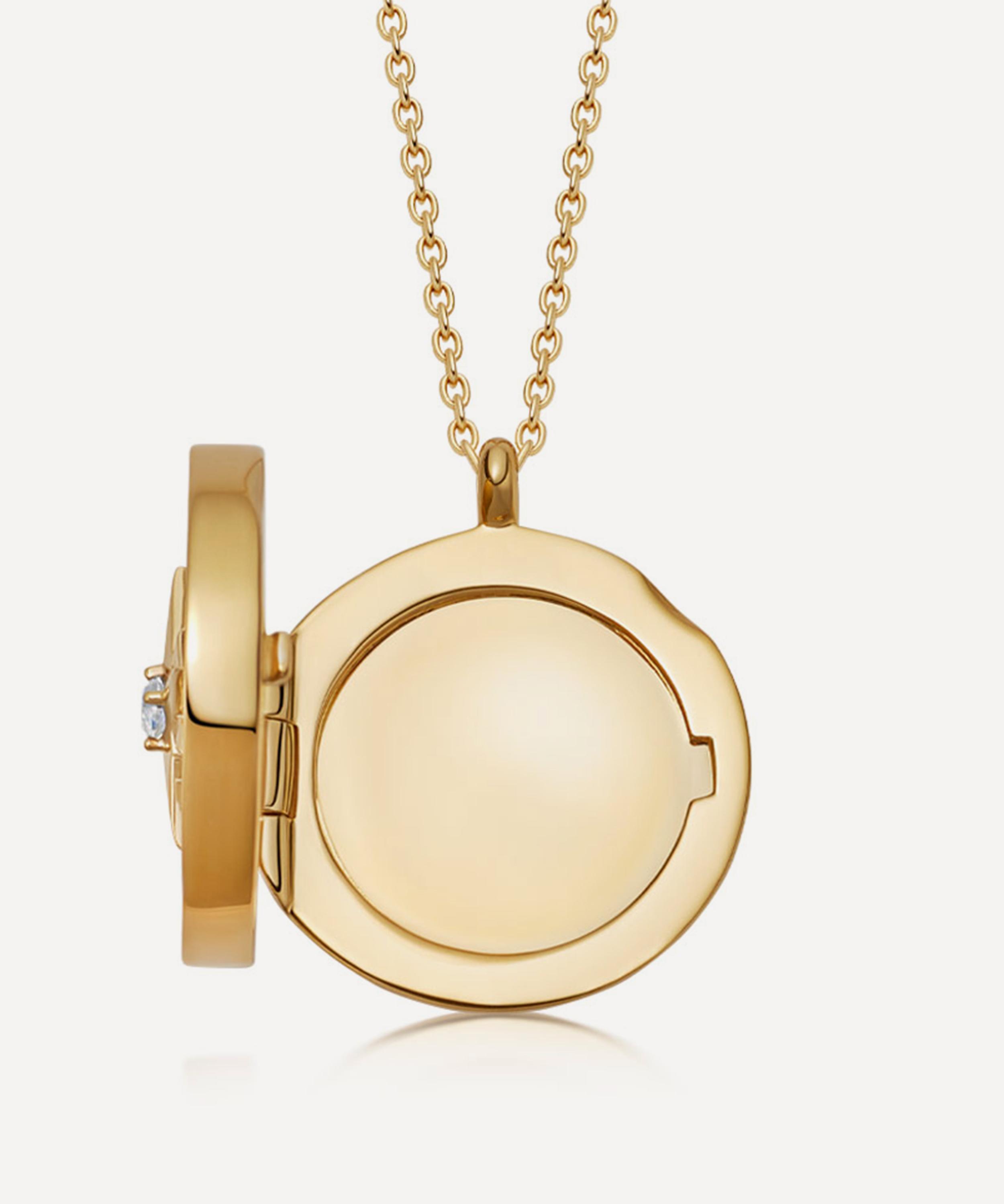 Astley Clarke - 18ct Gold Plated Vermeil Silver Large Polaris Abalone Locket Necklace image number 2