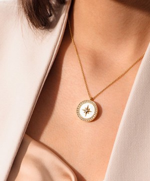 Astley Clarke - 18ct Gold Plated Vermeil Silver Large Polaris Mother Of Pearl Locket Necklace image number 3