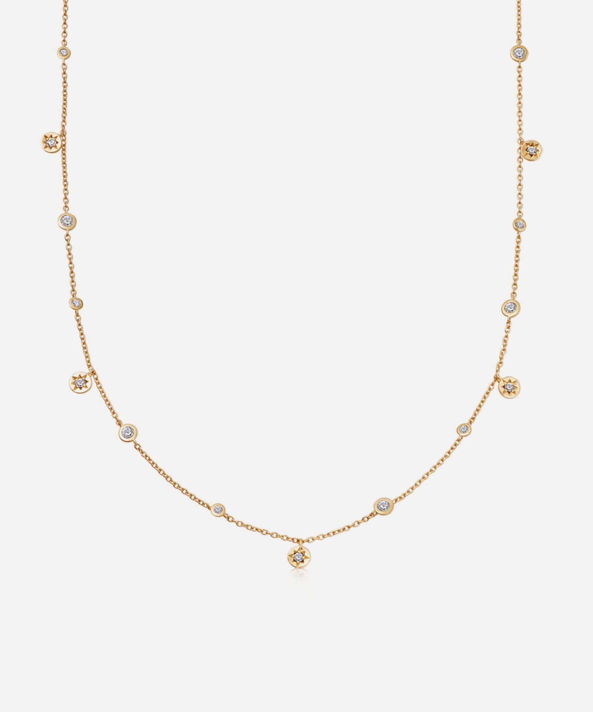 Astley Clarke - 18ct Gold Plated Vermeil Silver Polaris North Star White Sapphire Station Chain Necklace image number 0