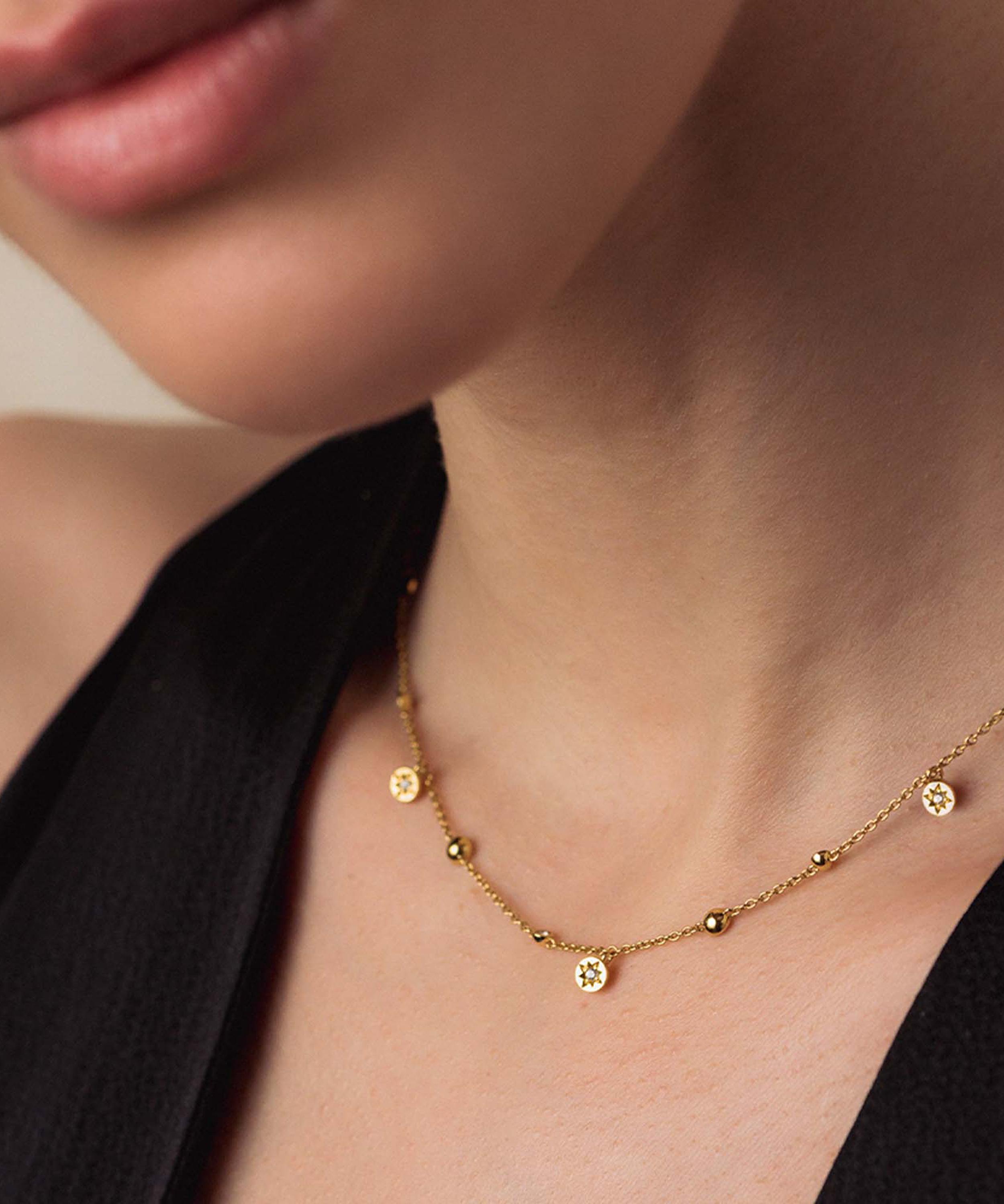 Astley Clarke - 18ct Gold Plated Vermeil Silver Polaris North Star White Sapphire Station Chain Necklace image number 1
