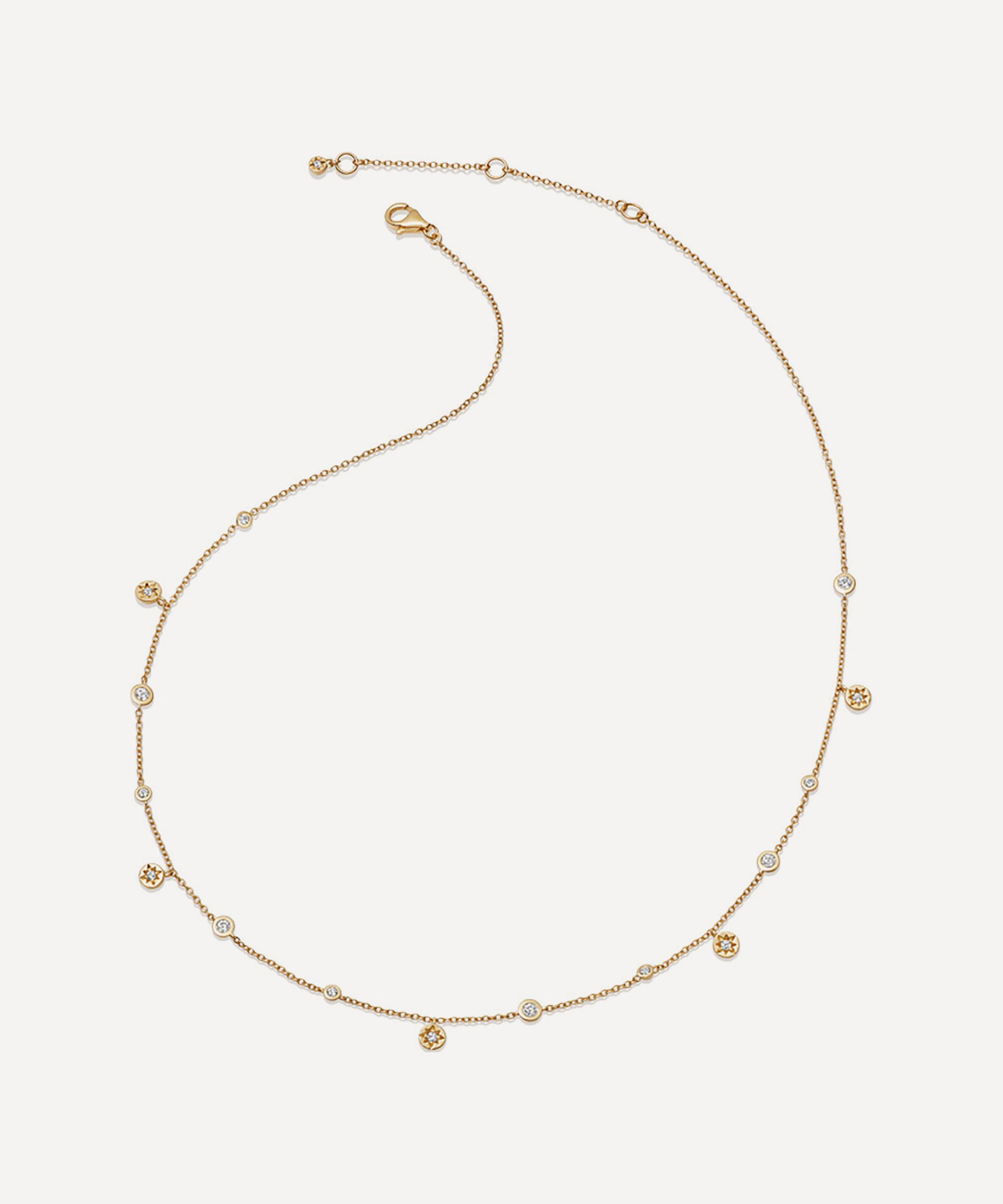 Astley Clarke - 18ct Gold Plated Vermeil Silver Polaris North Star White Sapphire Station Chain Necklace image number 2