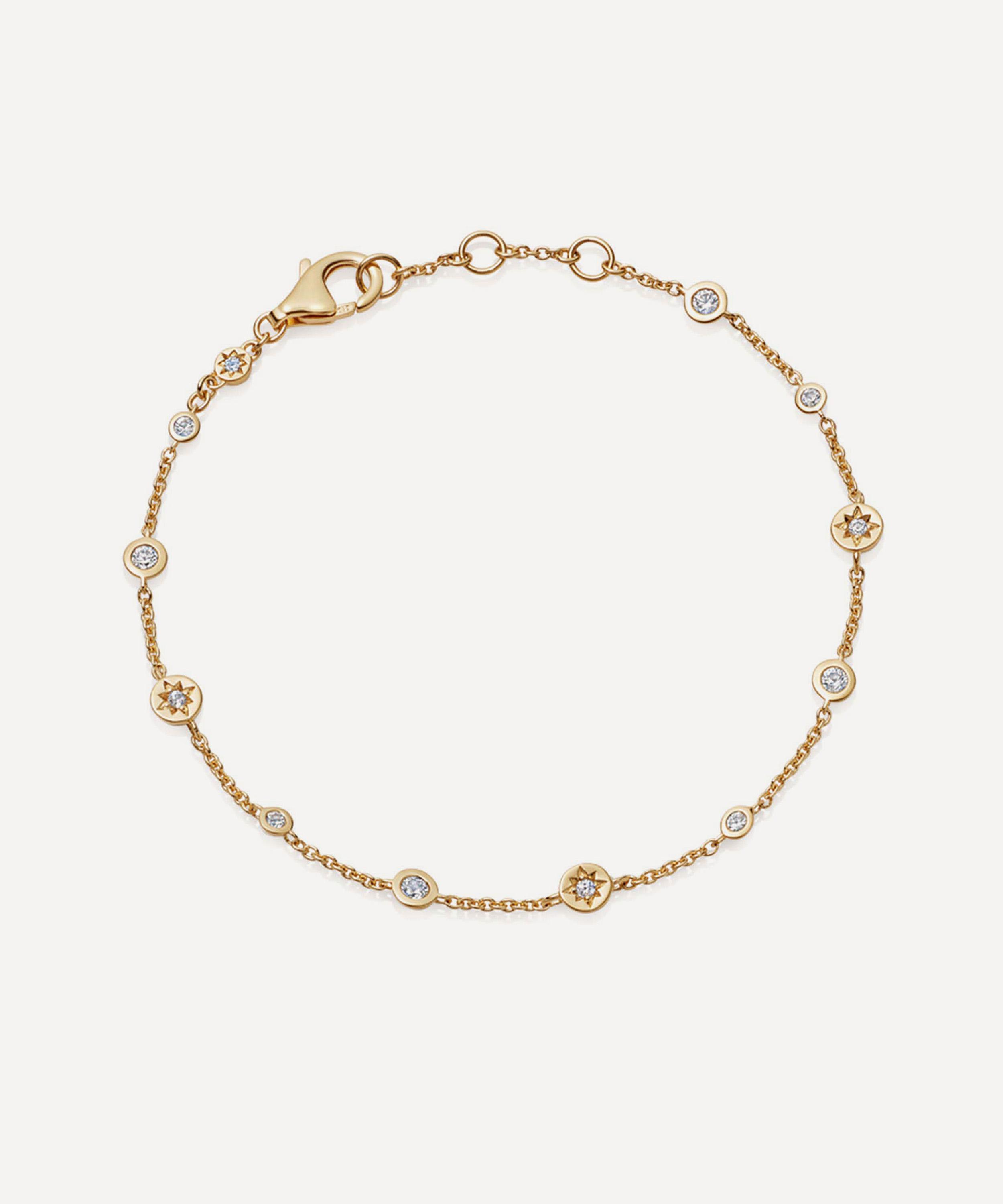 Astley Clarke - 18ct Gold Plated Vermeil Silver Polaris North Star White Sapphire Station Chain Bracelet image number 0