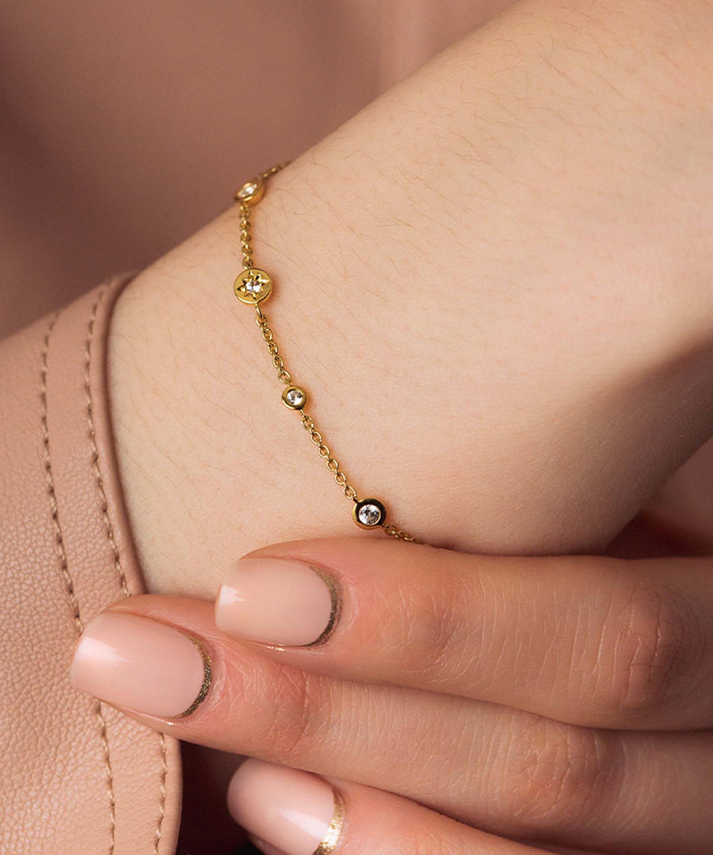 Astley Clarke - 18ct Gold Plated Vermeil Silver Polaris North Star White Sapphire Station Chain Bracelet image number 1