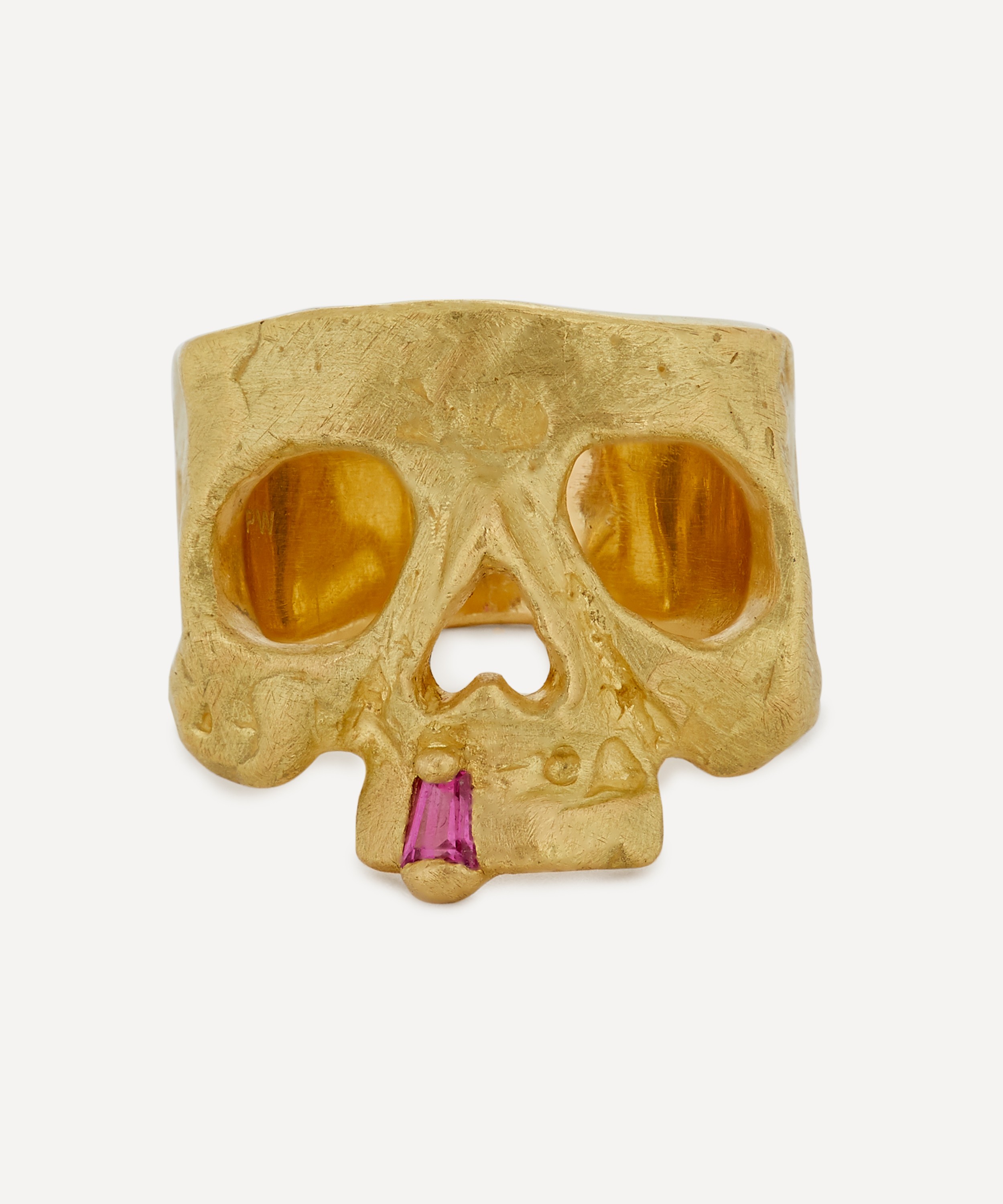 Polly Wales - 18ct Gold Snaggletooth Skull Ring image number 0