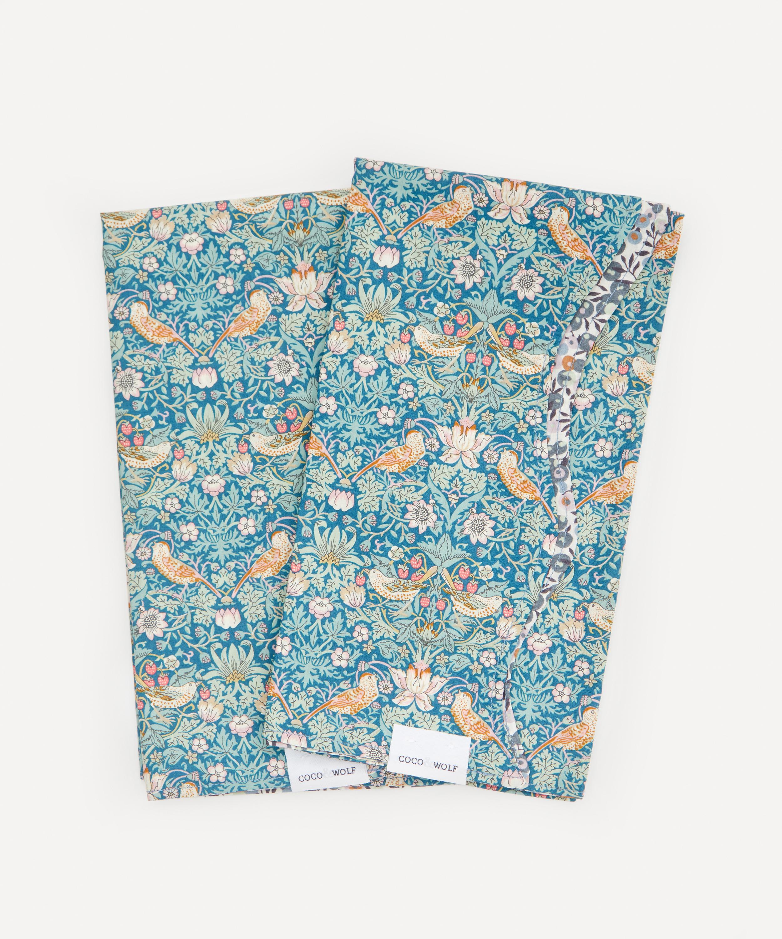 Coco & Wolf - Strawberry Thief and Wiltshire Organic Wavy Edge Napkins Set of Two image number 0