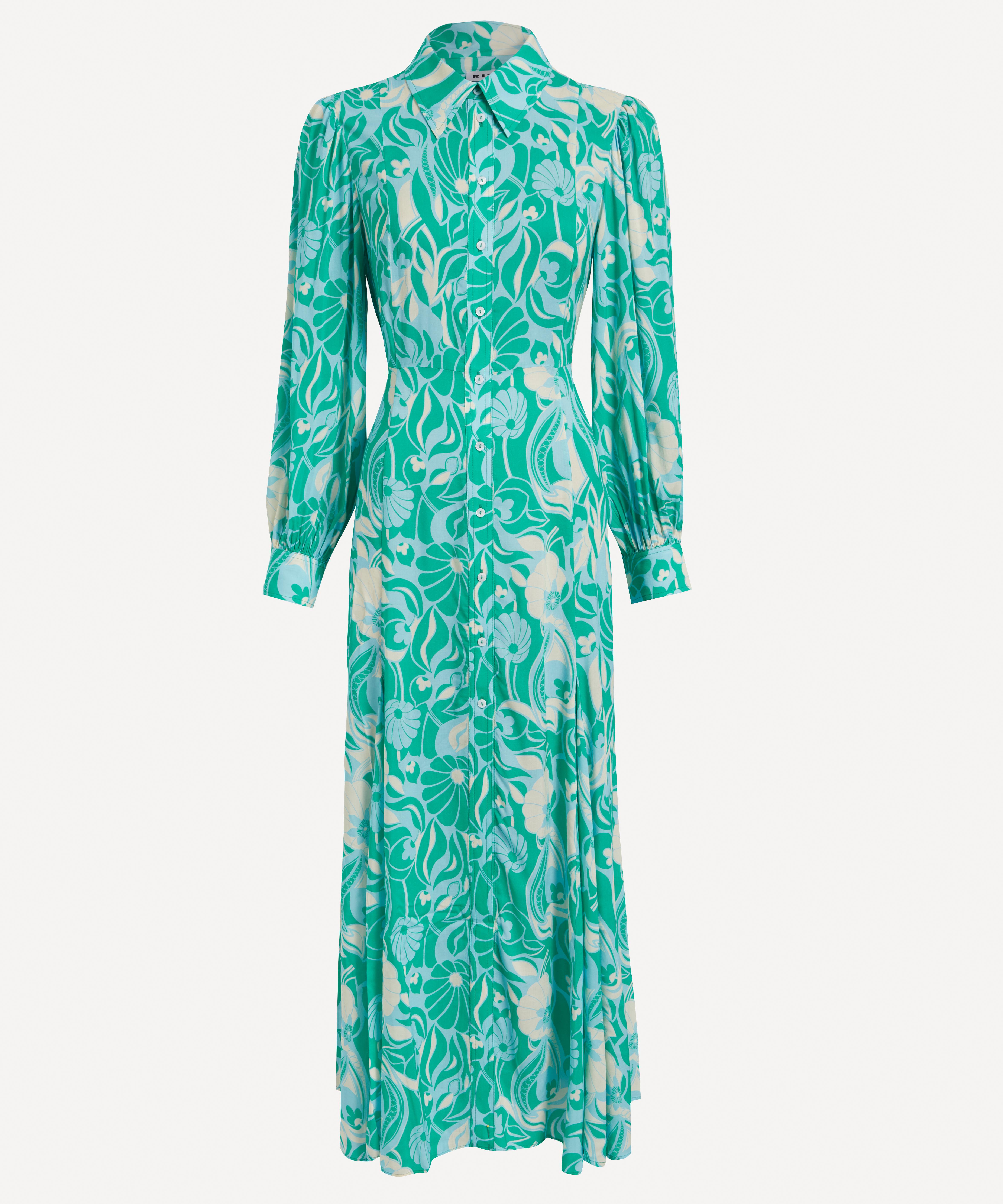 ZARA GEOMETRIC SHIRT DRESS Green / Blue 2838/157  Geometric shirt, Green  dress, Printed shirt dress