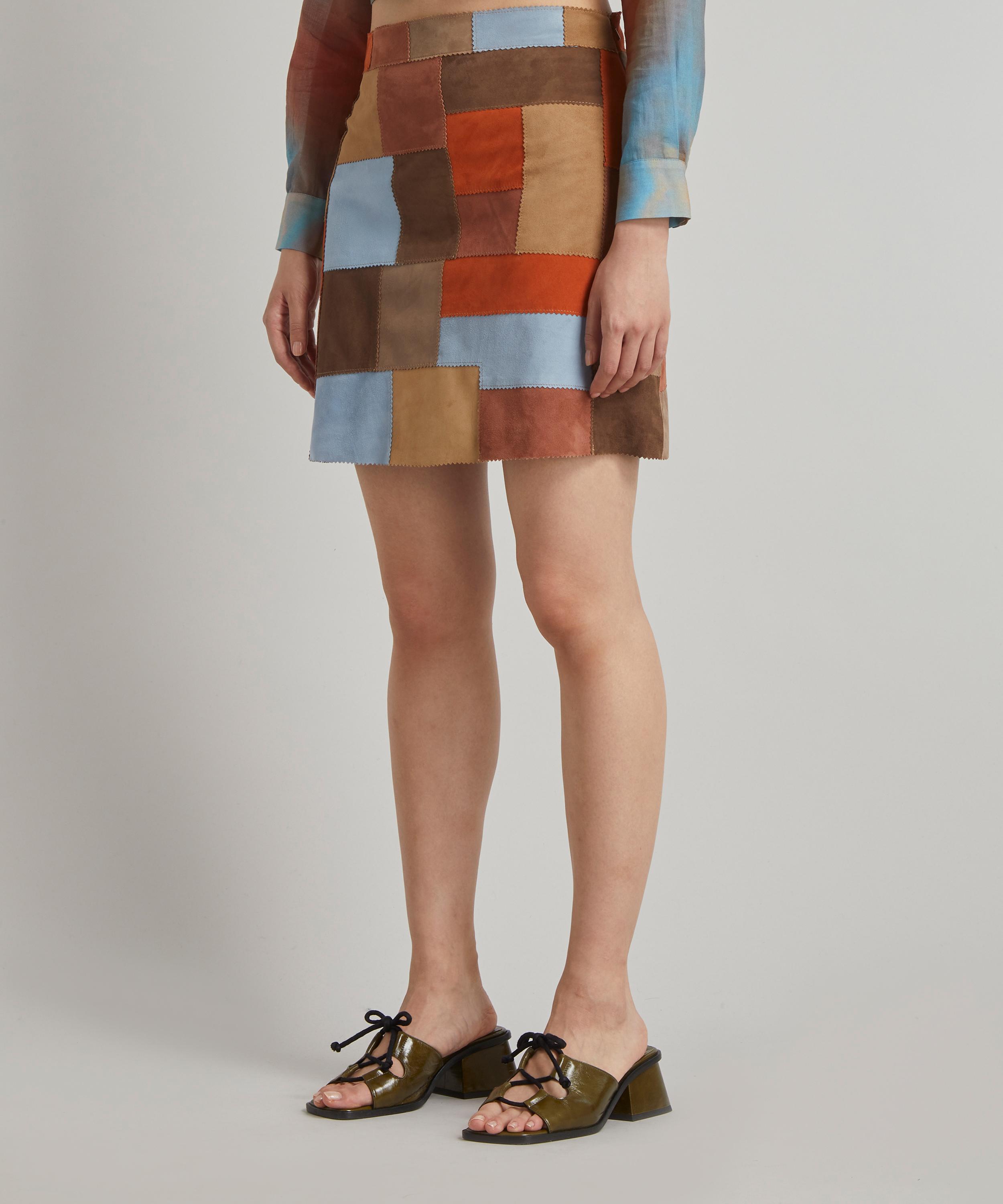 Patchwork suede hotsell mini skirt