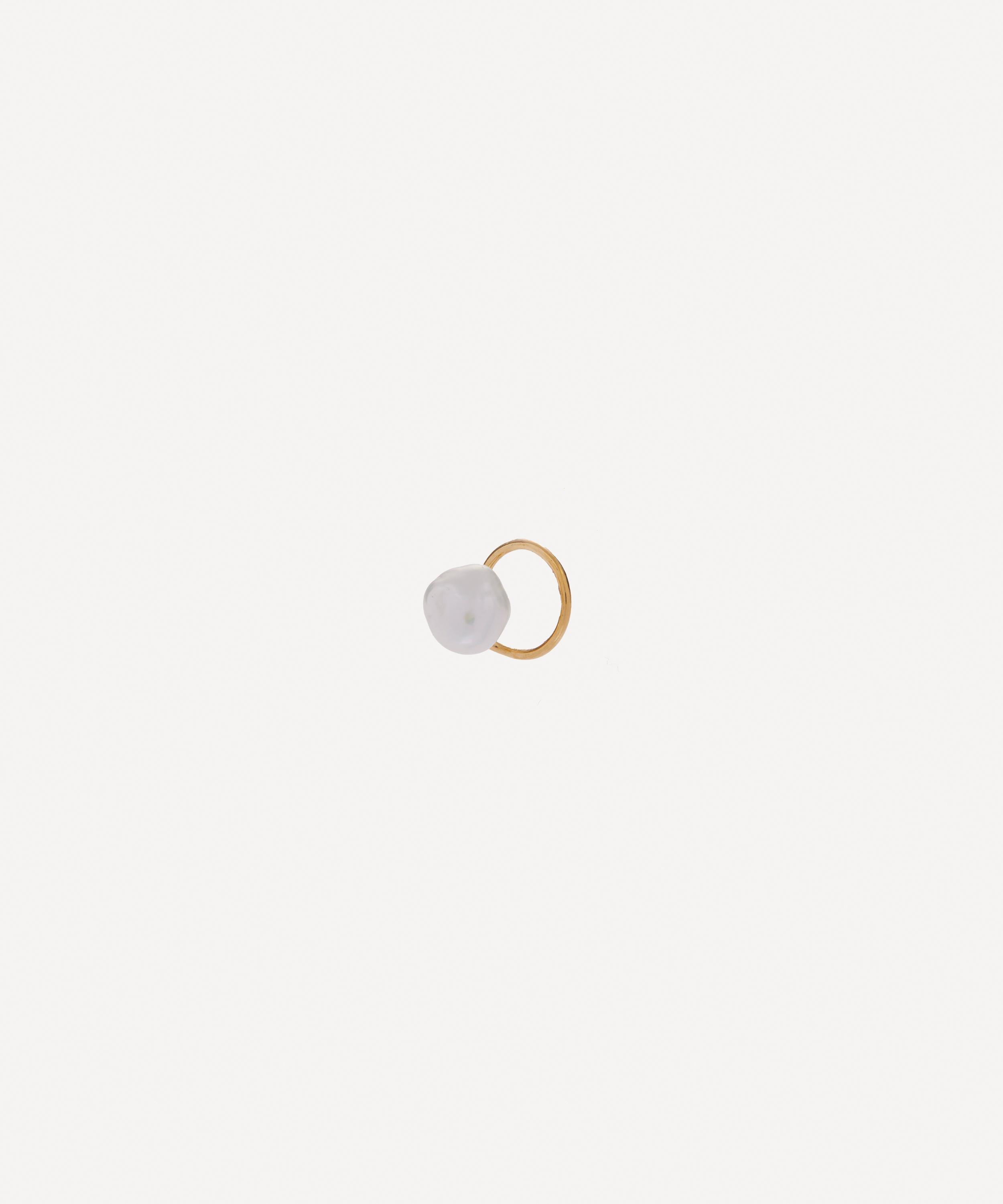 Maria Black - Gold-Plated Baroque Pearl Single Twirl Earring Left image number 1
