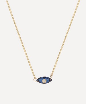 AURUM + GREY - 9ct Gold Facets Sapphire and Diamond Evil Eye Pendant Necklace image number 0