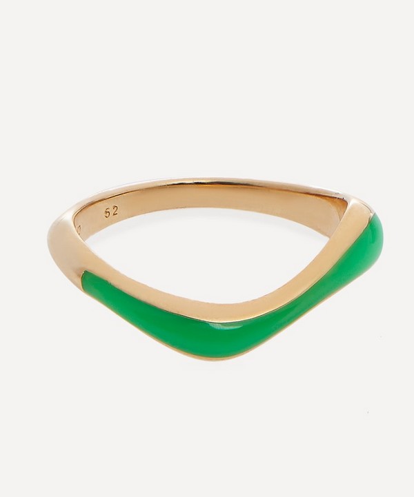 Maria Black - 22ct Gold-Plated Aura Neon Green Band Ring image number null