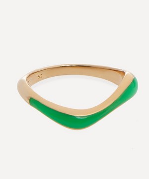 Maria Black - 22ct Gold-Plated Aura Neon Green Band Ring image number 0