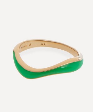 Maria Black - 22ct Gold-Plated Aura Neon Green Band Ring image number 1