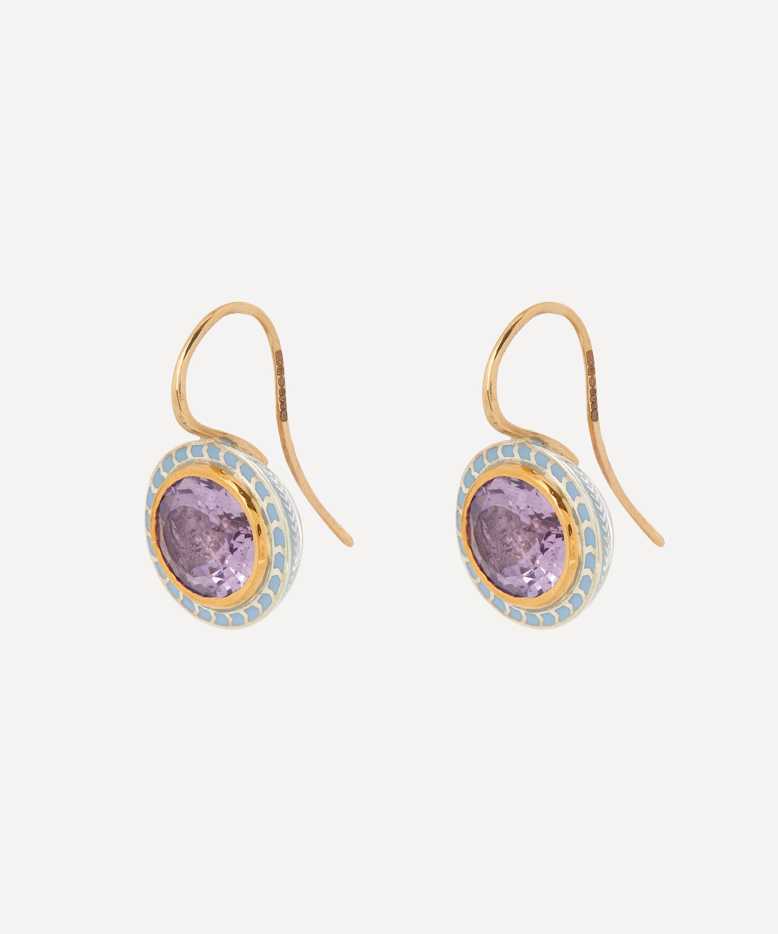 Alice Cicolini - 14ct-22ct Gold and Silver Tile Oval Amethyst Drop Earrings image number 2