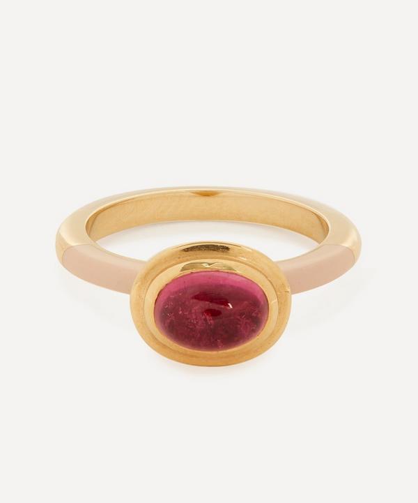 Alice Cicolini - 14ct Gold Candy Lacquer Tourmaline Oval Ring image number null