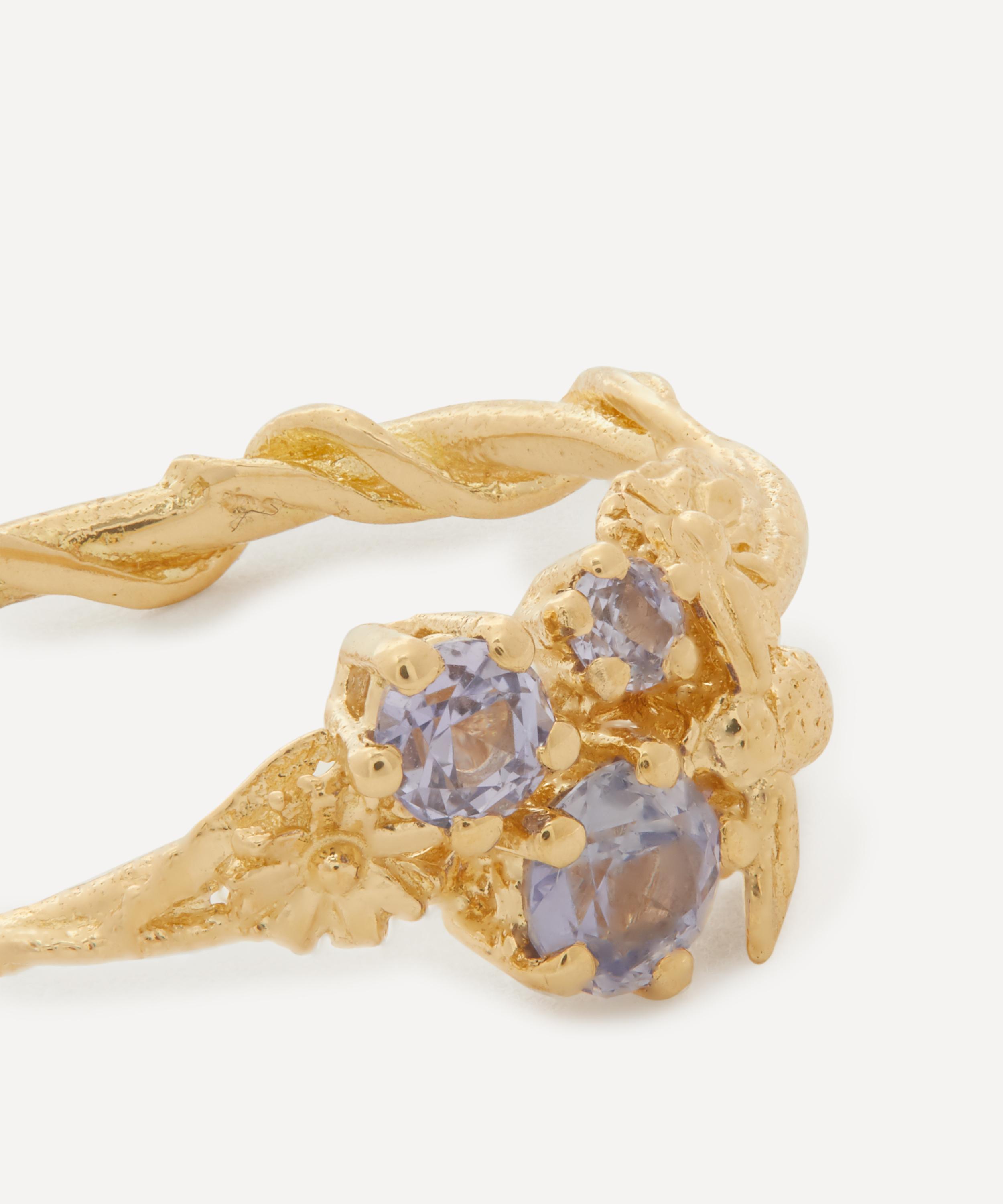 Alex Monroe 18ct Gold Beekeeper Pale Lilac Sapphire Trilogy